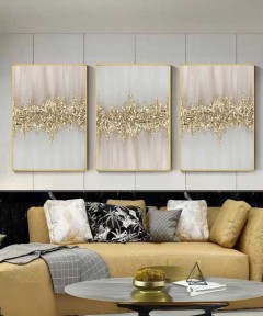 Gold Frame 60*90 Cm Crystall Porsalein Painting Decorative For Living Room Gold  Diamound Effect